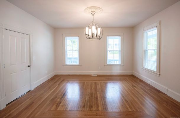 Empty room, Interior, Pendant Lights, Wood Texture Flooring