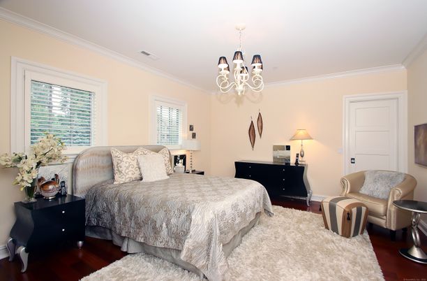 Bedroom, Chandelier, Interior, Wood Texture Flooring