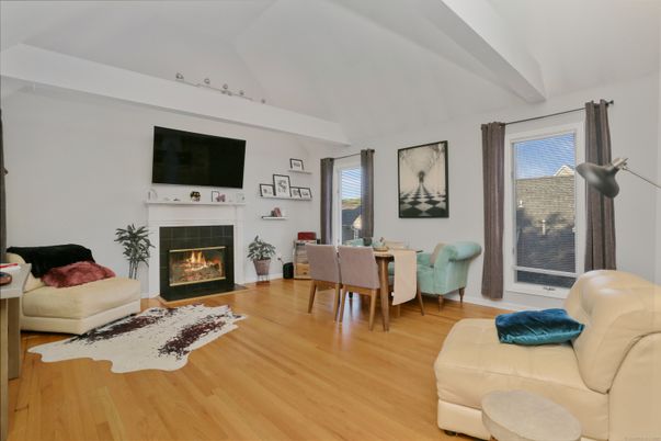 Dining room, Fireplace, Interior, Living room, Wood Texture Flooring