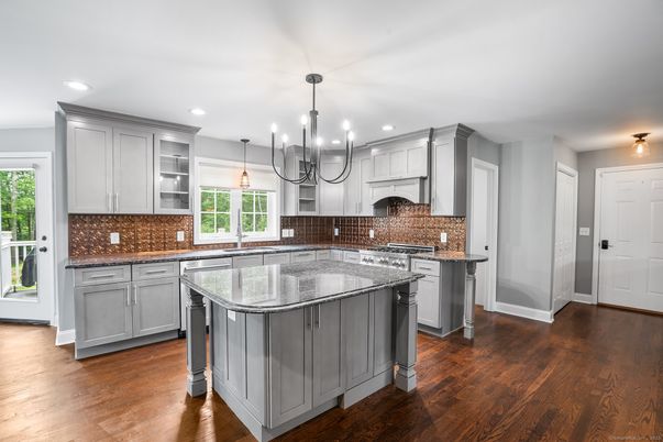 Chandelier, Interior, Kitchen, Pendant Lights, Recessed Lighting, Wood Texture Flooring