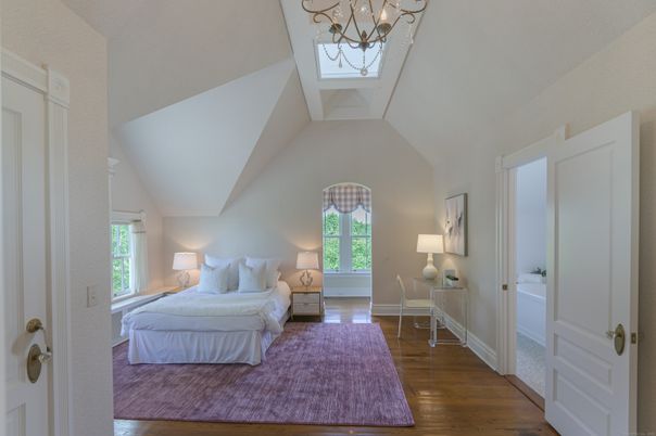 Bedroom, Chandelier, Interior, Wood Texture Flooring