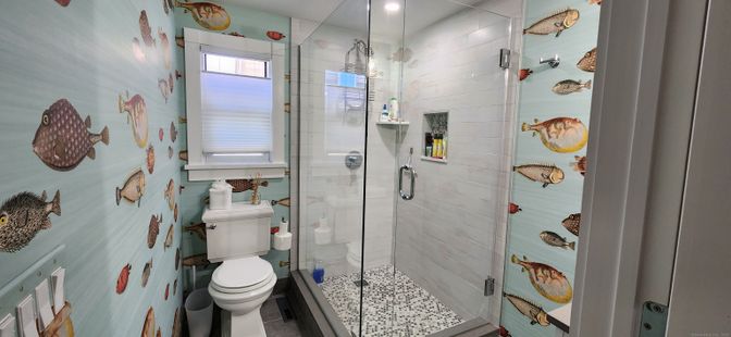 Bathroom, Glass Shower, Interior, Recessed Lighting