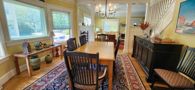 Chandelier, Dining room, Interior, Wood Texture Flooring