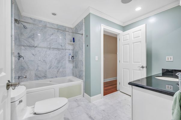 Bathroom, Interior, Marble, Marble Walls, Recessed Lighting