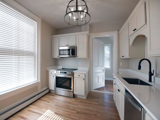 Interior, Kitchen, Stainless Steel Appliances, Wood Texture Flooring