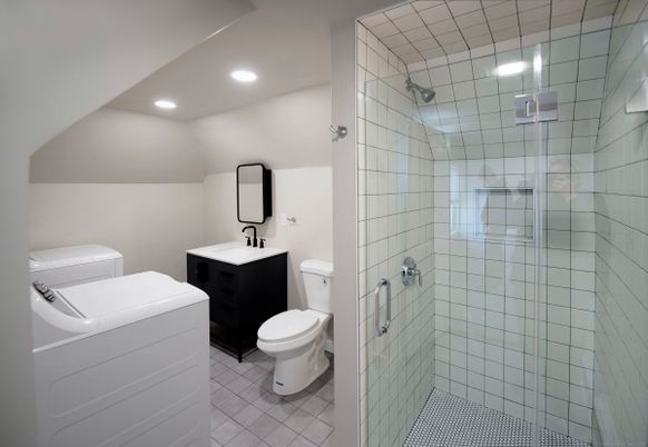 Bathroom, Glass Shower, Interior, Recessed Lighting