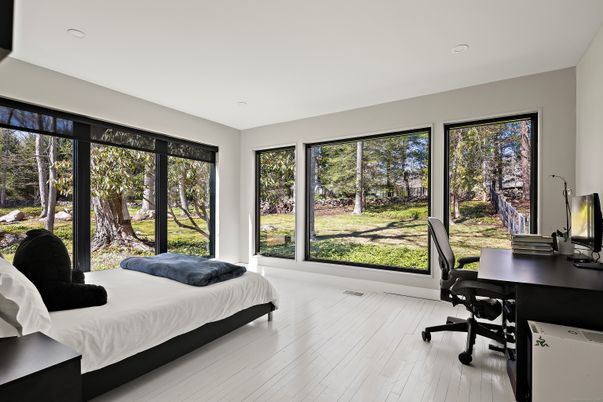 Bedroom, Home Office, Interior, Recessed Lighting, Wood Texture Flooring