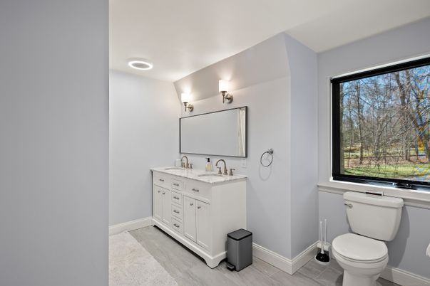 Bathroom, Dual Sink Vanities, Interior, Wood Texture Flooring