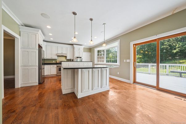 Interior, Kitchen, Pendant Lights, Recessed Lighting, Wood Texture Flooring
