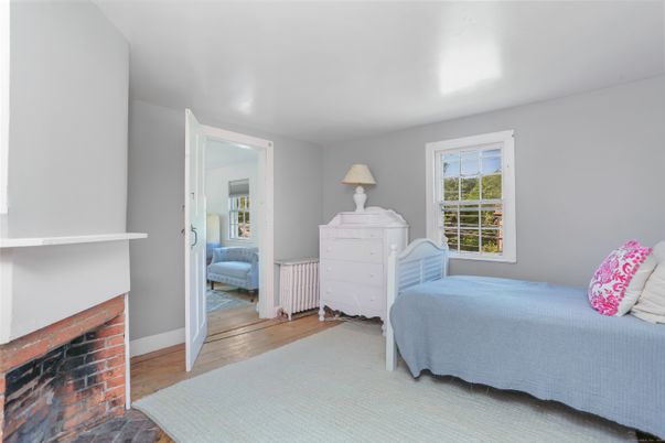 Bedroom, Fireplace, Interior, Wood Texture Flooring