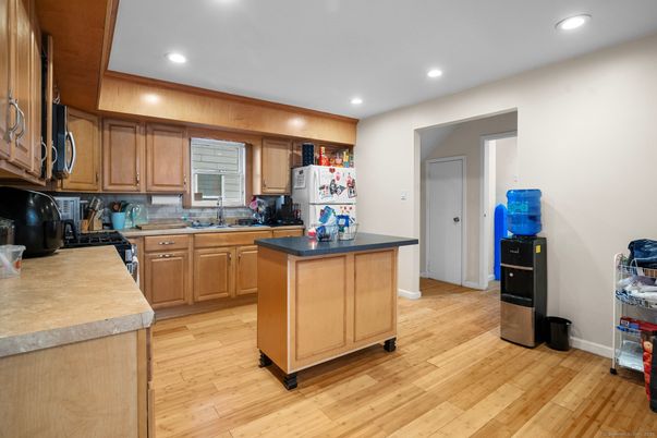Interior, Kitchen, Recessed Lighting, Wood Texture Flooring