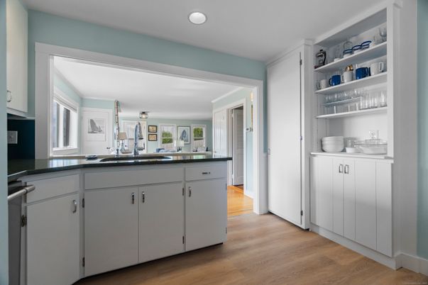 Interior, Kitchen, Recessed Lighting, Wood Texture Flooring