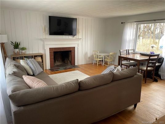 Dining room, Fireplace, Interior, Living room, Wood Texture Flooring