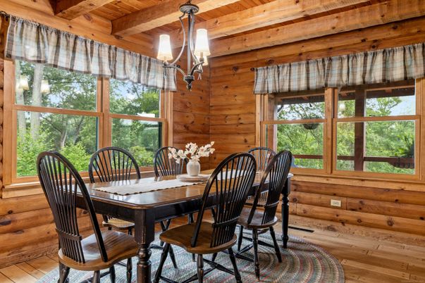 Chandelier, Dining room, Interior, Wooden Beams, Wooden Ceilings, Wood Texture Flooring, Wooden Walls