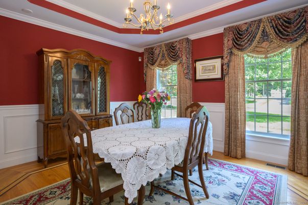 Chandelier, Dining room, Interior, Wood Texture Flooring