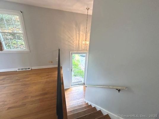Empty room, Interior, Pendant Lights, Wood Texture Flooring