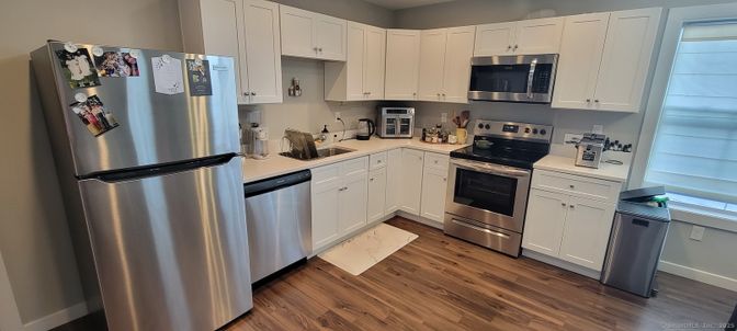 Interior, Kitchen, Stainless Steel Appliances, Wood Texture Flooring