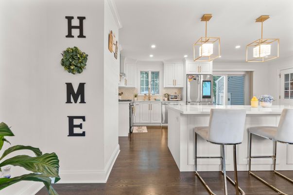 Interior, Kitchen, Pendant Lights, Recessed Lighting, Wood Texture Flooring