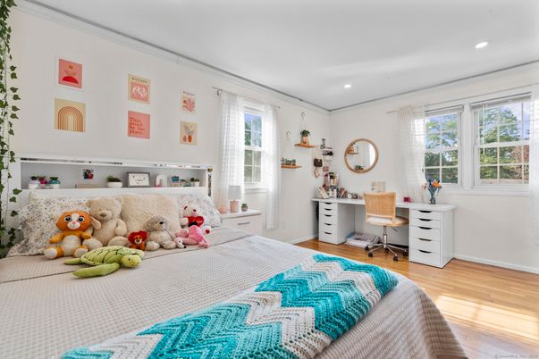 Bedroom, Home Office, Interior, Recessed Lighting, Wood Texture Flooring