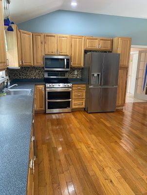Interior, Kitchen, Recessed Lighting, Wood Texture Flooring