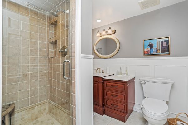 Bathroom, Glass Shower, Interior, Recessed Lighting