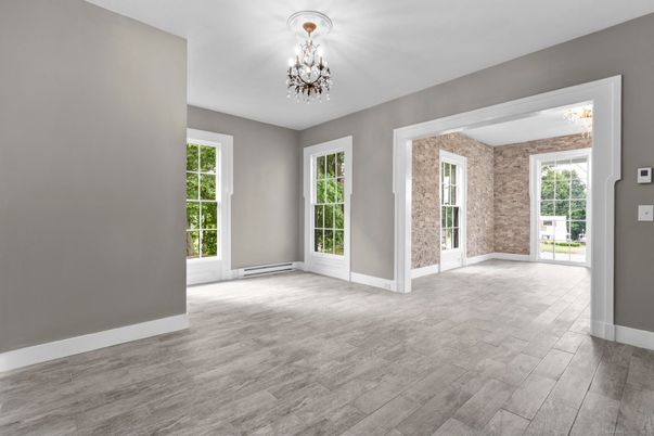 Chandelier, Empty room, Interior, Wood Texture Flooring