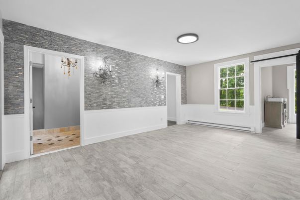 Empty room, Interior, Stone Walls, Wood Texture Flooring