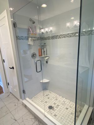 Bathroom, Glass Shower, Interior, Marble, Recessed Lighting