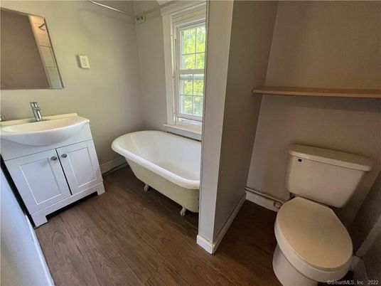 Bathroom, Free Standing Baths, Interior, Wood Texture Flooring