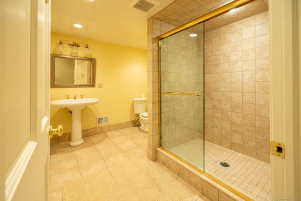 Bathroom, Glass Shower, Interior, Recessed Lighting