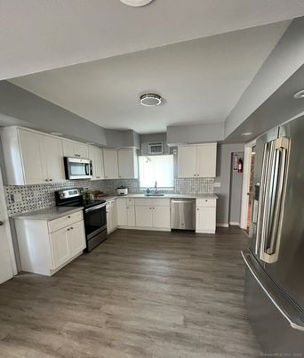 Interior, Kitchen, Stainless Steel Appliances, Wood Texture Flooring