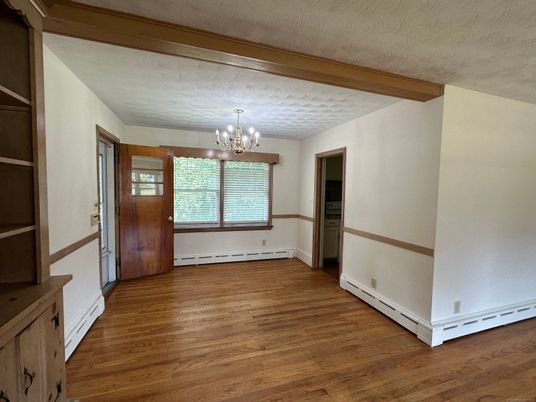 Chandelier, Empty room, Interior, Wood Texture Flooring