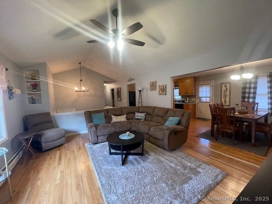 Dining room, Interior, Living room, Pendant Lights, Wood Texture Flooring