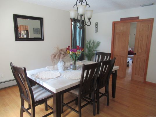Chandelier, Dining room, Interior, Wood Texture Flooring