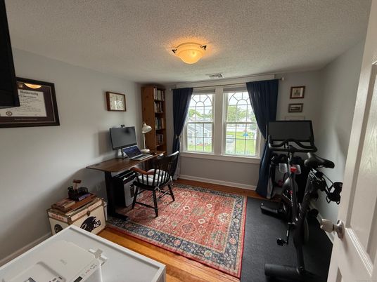 Fitness Equipment, Home Office, Interior, Wood Texture Flooring