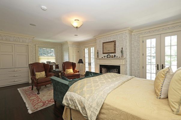 Bedroom, Fireplace, Interior, Wood Texture Flooring