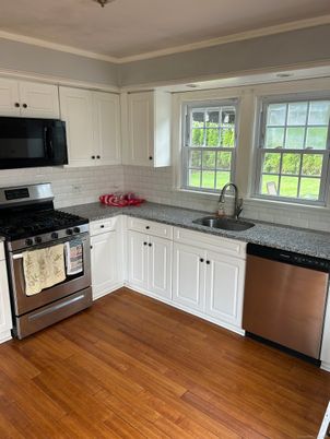 Interior, Kitchen, Stainless Steel Appliances, Wood Texture Flooring