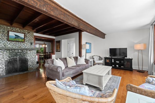 Fireplace, Interior, Living room, Stone Walls, Wooden Beams, Wooden Ceilings, Wood Texture Flooring