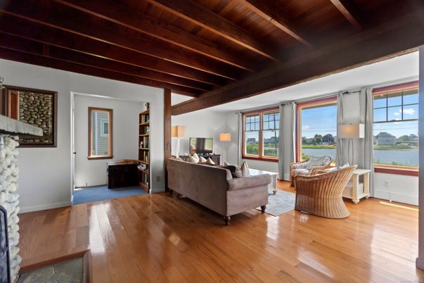 Interior, Living room, Water, Wooden Beams, Wooden Ceilings, Wood Texture Flooring