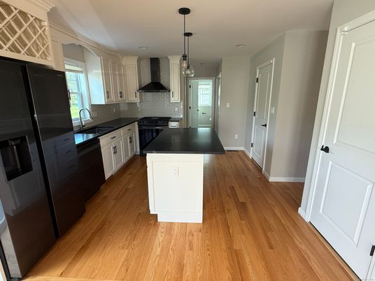 Interior, Kitchen, Pendant Lights, Wood Texture Flooring