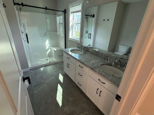 Bathroom, Dual Sink Vanities, Glass Shower, Interior