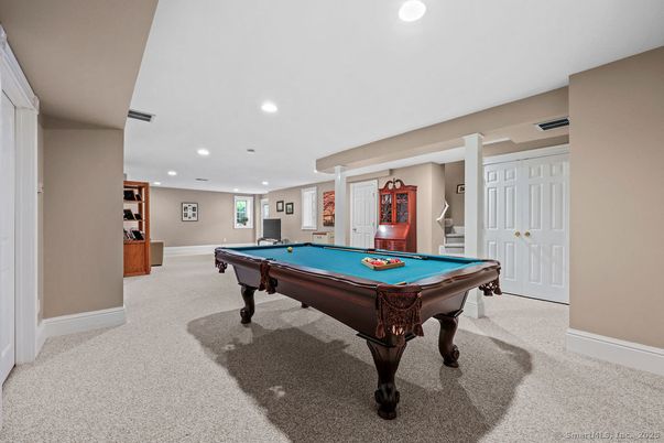 Billiard Table, Game Room, Interior, Recessed Lighting