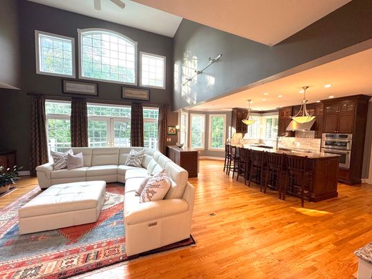 Interior, Kitchen, Living room, Pendant Lights, Recessed Lighting, Stainless Steel Appliances, Wood Texture Flooring