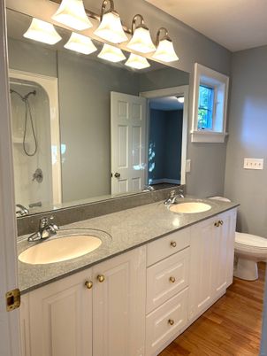 Bathroom, Dual Sink Vanities, Interior, Wood Texture Flooring