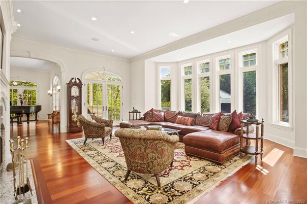 Interior, Living room, Piano, Recessed Lighting, Wood Texture Flooring