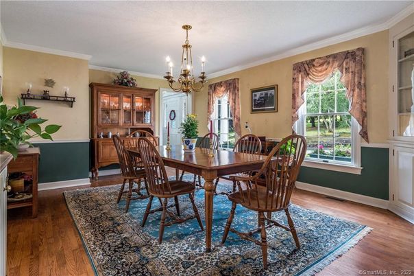 Chandelier, Dining room, Interior, Wood Texture Flooring