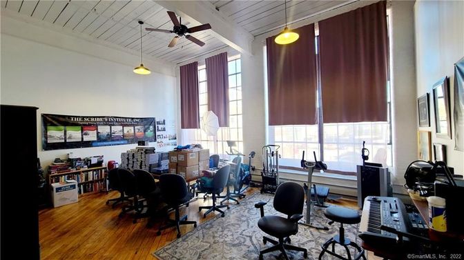 Home Office, Interior, Pendant Lights, Wood Texture Flooring