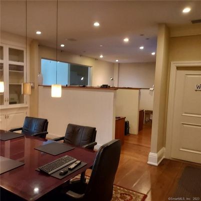 Home Office, Interior, Pendant Lights, Recessed Lighting, Wood Texture Flooring