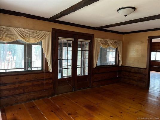 Empty room, Interior, Wooden Beams, Wood Texture Flooring, Wooden Walls
