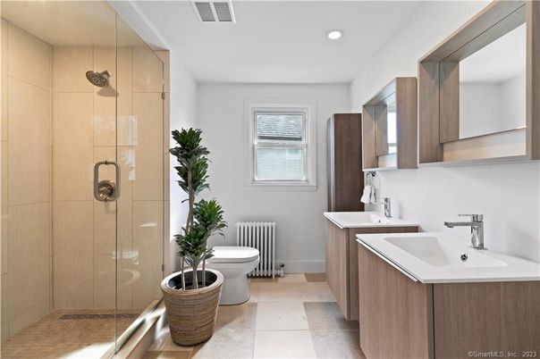 Bathroom, Glass Shower, Interior, Recessed Lighting